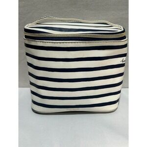 Kate Spade Cosmetic Case White Navy Striped Toiletry Bag Zip Close Nautical